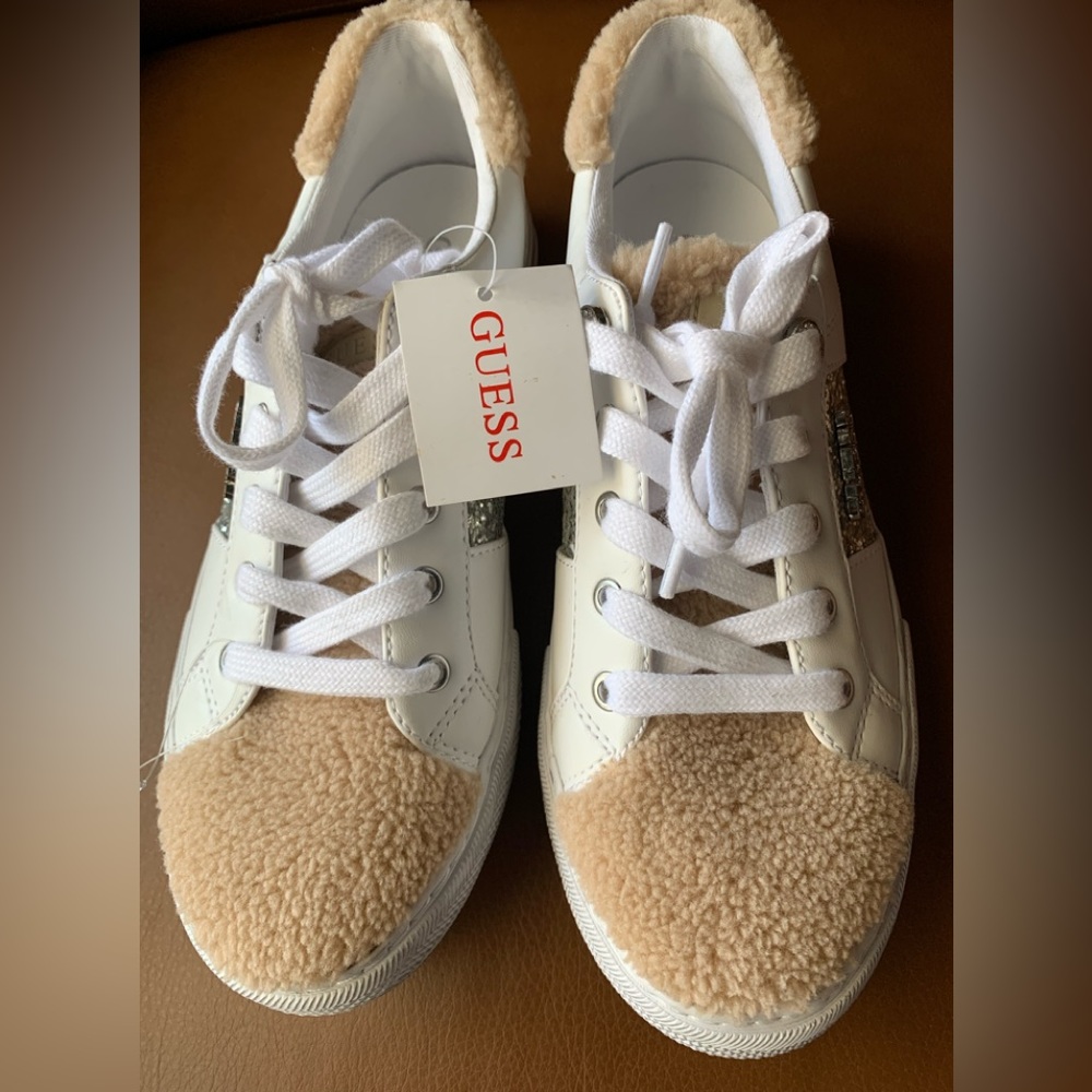 Guess sneakers with sherpa outerlining.